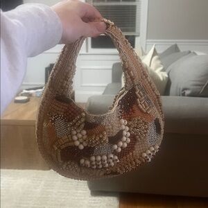 Beaded Tan and Brown Women's Bag